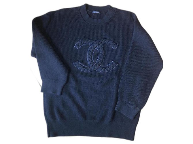 Chanel Strickwaren Marineblau Wolle