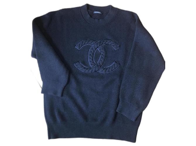 Chanel Knitwear Navy blue Wool  ref.700366