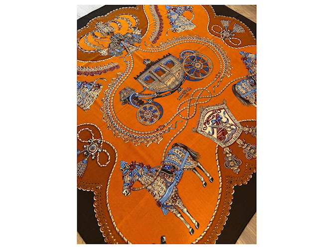 Hermès shawl Orange Cashmere  ref.700424