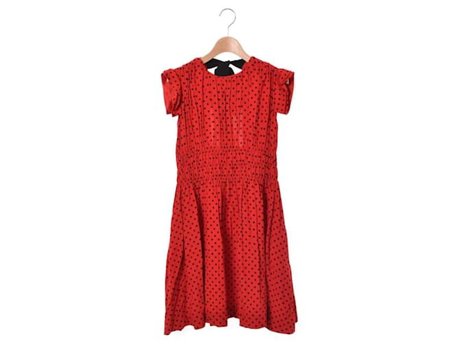 Miu Miu Dot Print Dress Red Elastane Rayon  ref.700431