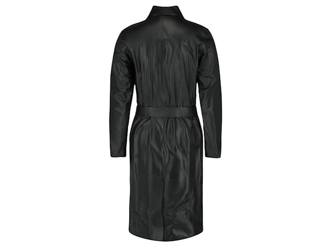 Bottega Veneta Long Leather Belted Jacket Black  ref.700669