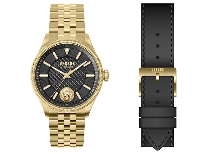Versus Versace Colonne Box Set Bracelet Watch Golden Metallic  ref.700824
