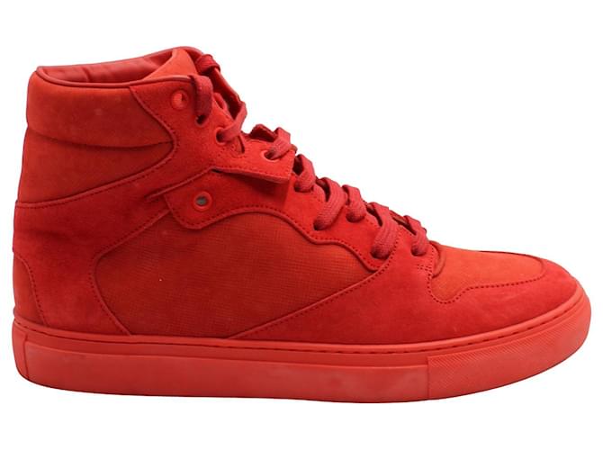 Balenciaga Sneakers alte monocromatiche in pelle scamosciata nabuk rossa Rosso Svezia  ref.701054