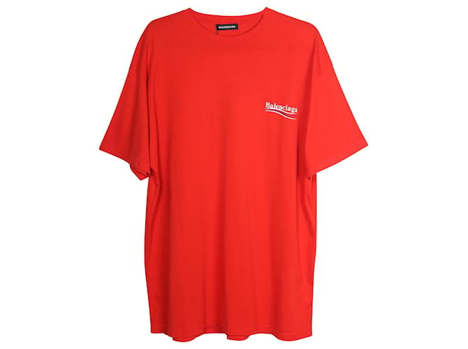 T-shirt Balenciaga Political Campaign Logo in cotone rosso  ref.701116