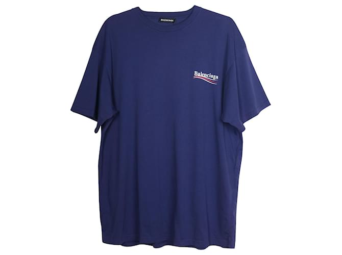 Balenciaga T-Shirt mit politischem Kampagnenlogo aus blauer Baumwolle  ref.701131