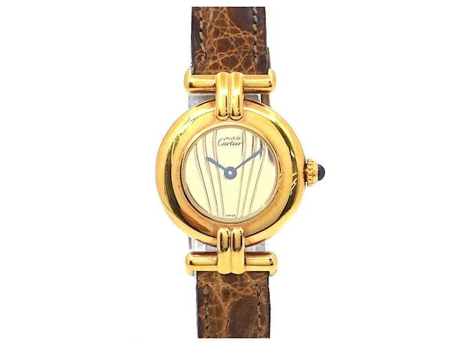 Cartier Masto Colisee Vermeil Vintage Ladies Watch Gold Dial SV925