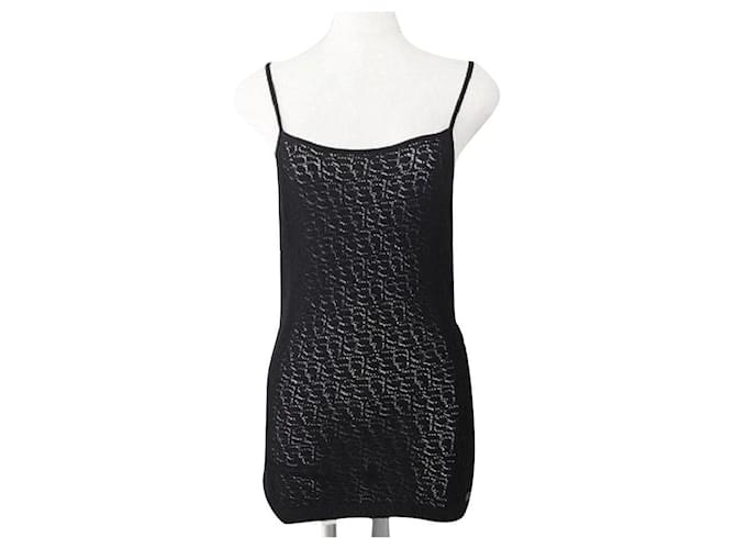 *CHANEL Débardeur Camisole Chanel Noir Polyester Rayon  ref.701419