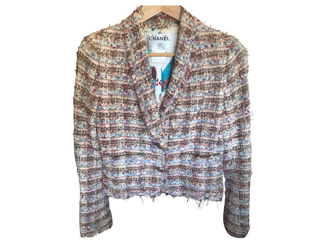 Chanel vintage jacket Light brown Tweed  ref.701425