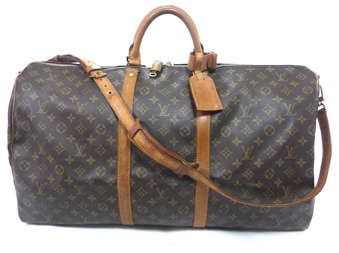 Louis Vuitton keepall 60 monogram shoulder strap Brown Leather  ref.701436