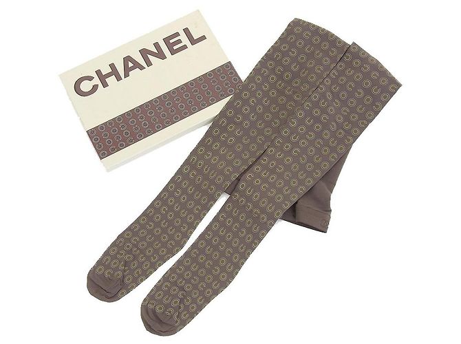 * Meia calça CHANEL Interna Cáqui 3 Marrom