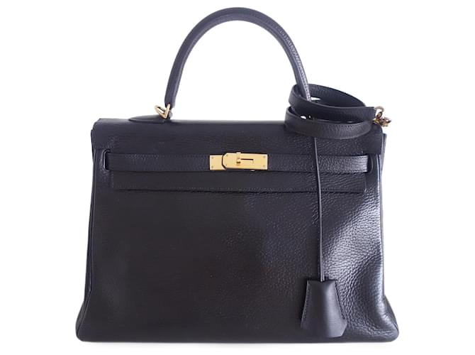 Hermès Hermes Kelly Togo-Tasche 35 Schwarz Leder  ref.701502