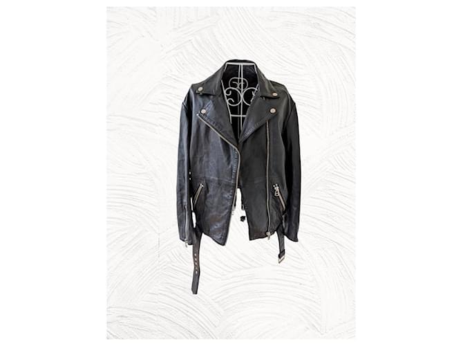 Maje leather jacket Black Lambskin  ref.701943
