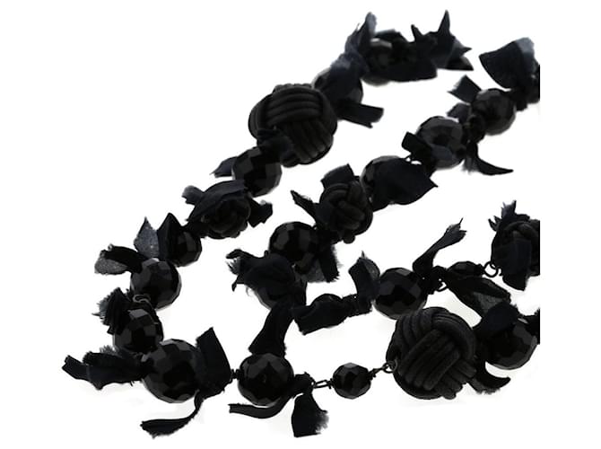 *Prada Ribbon-designed Necklace (Ladies) Black Cotton  ref.701957