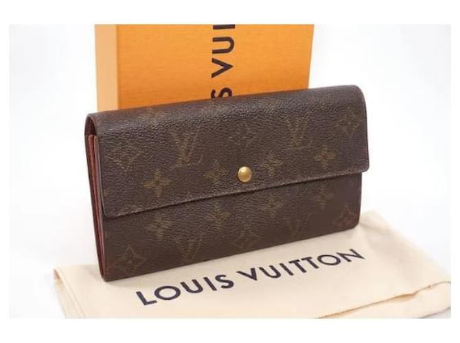 Authentische Louis Vuitton Monogram Pochette Long Wallet Braun Leder  ref.701983