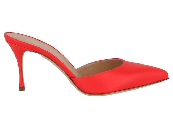 Sergio Rossi Leather Pointed Toe Mules Red  ref.702294