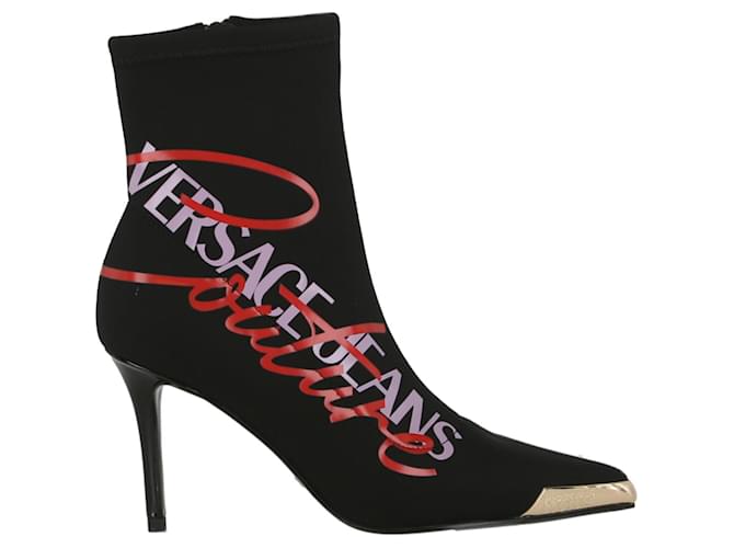Versace Jeans Couture Stivaletti con stampa logo di Versace Jeans Nero  ref.702343