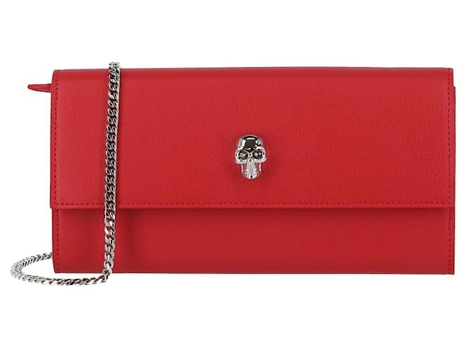 Alexander McQueen Leather Chain Crossbody Bag Red  ref.702394