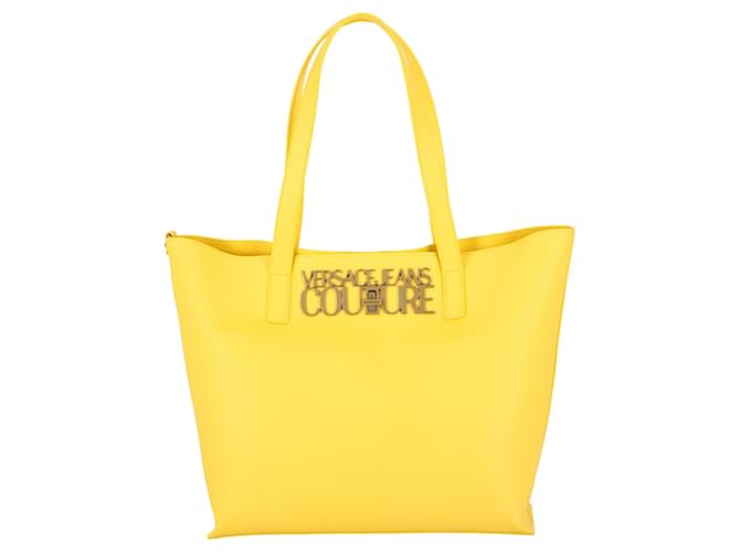 Versace Jeans Couture Logo Herrajes Bolso tote Amarillo Plástico Poliuretano  ref.702438