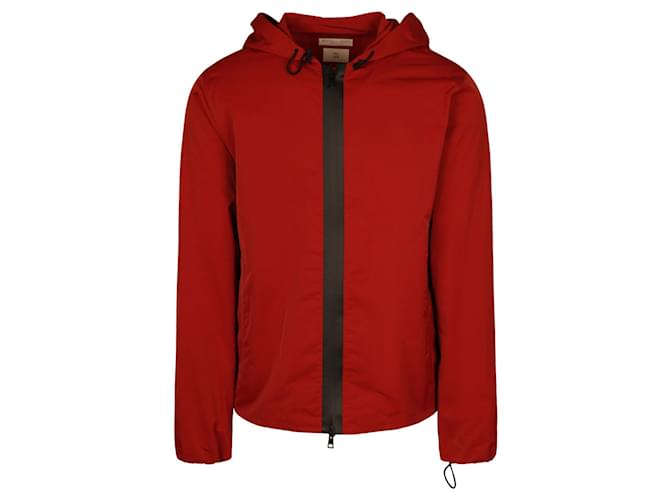 Bottega Veneta Hooded Zip Anorak Jacket Red Polyamide Nylon  ref.702459