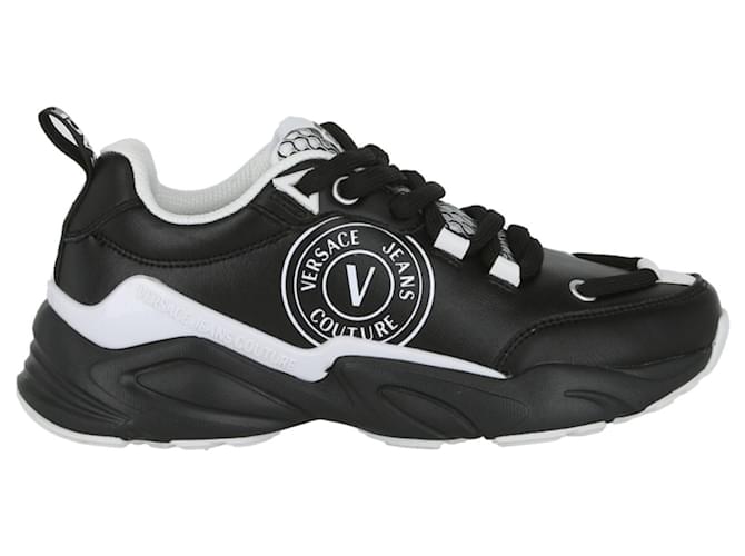 Versace Jeans Couture Versace Jeans Printed Logo Patch Sneakers Black  ref.702463