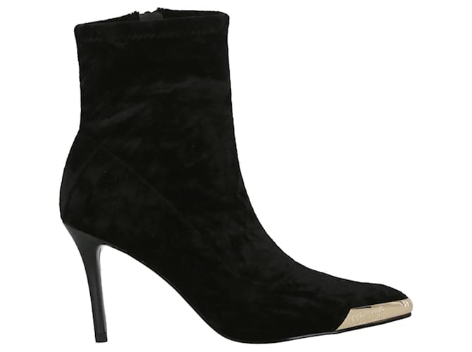 Versace Jeans Couture Versace Jeans Velvet Crushed Pointed Toe Ankle Boots Black  ref.702472