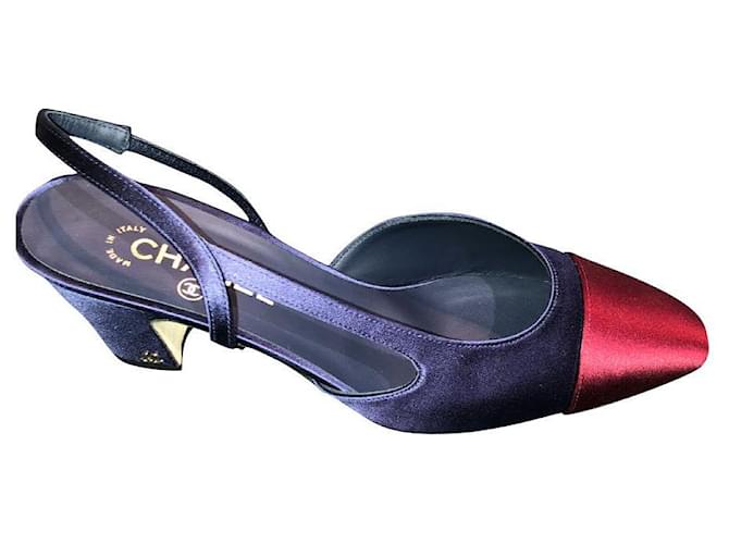 Chanel Zapatillas abiertas Roja Azul  ref.702506