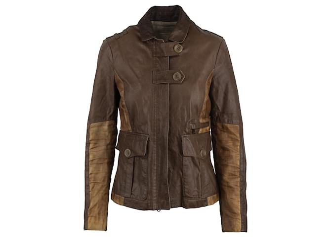 Pinko Brown Leather Jacket  ref.702569