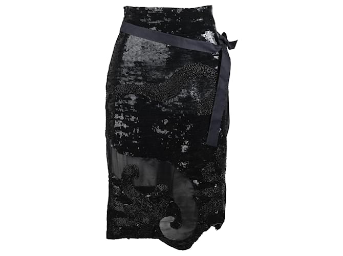 Autre Marque Sequined Skirt Black Silk  ref.702620