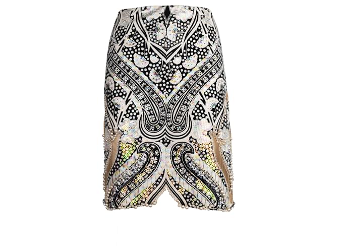 Autre Marque Printed Skirt with Embellishment Black White Cotton  ref.702623