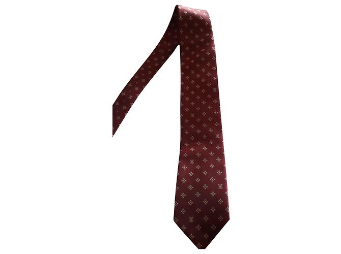 Autre Marque Corbata de seda rojo oscuro Burdeos