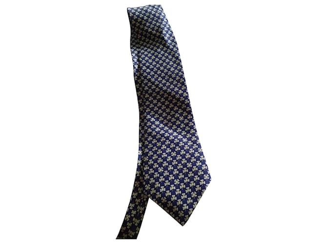 Hermès Corbatas Azul marino Seda  ref.702634