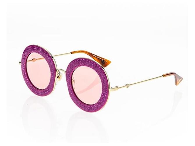 Óculos de sol Gucci Maison-Dell'Amour-GG0113s-012 fúcsia-ouro Fuschia Metal  ref.702650