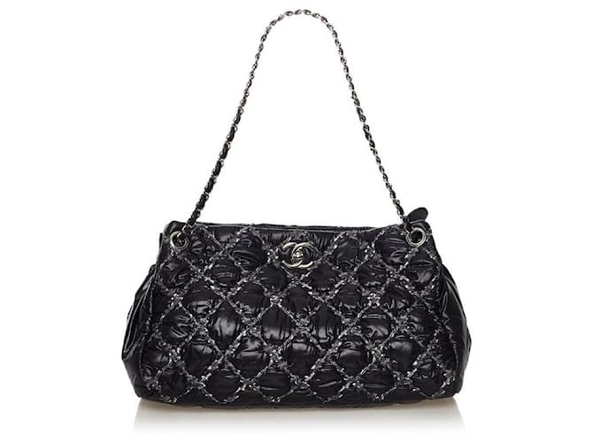 Chanel Tweed On Stitch Tote Bag Black  ref.702663