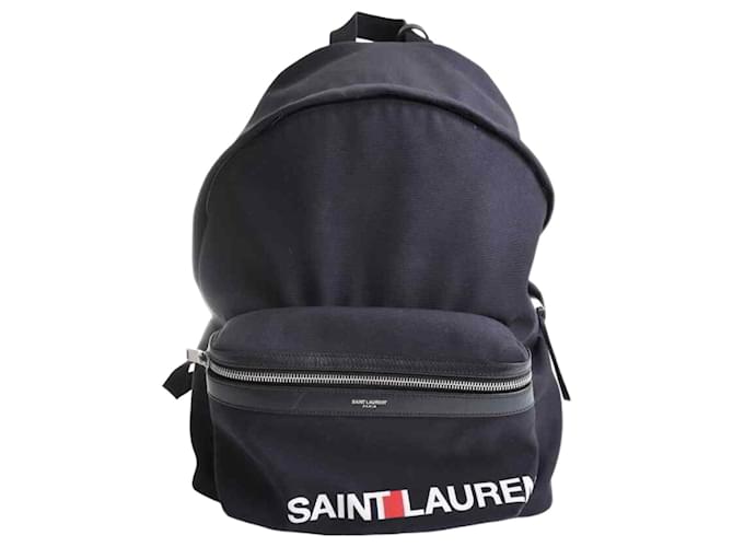 Saint Laurent City Backpack Black Cloth  ref.702690