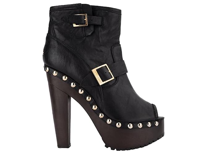 Jimmy Choo Buckled Ankle Boots With Platform Black Leather  ref.702693