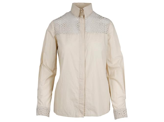 Blumarine Lace Shirt Beige Cotton  ref.702734