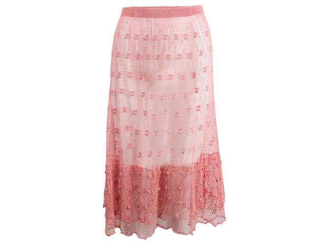 Autre Marque Macramè Skirt Pink Cotton  ref.702766