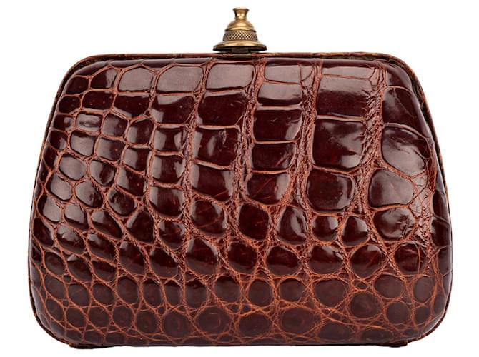 Gianfranco Ferré brown crocodile clutch bag Leather  ref.702796