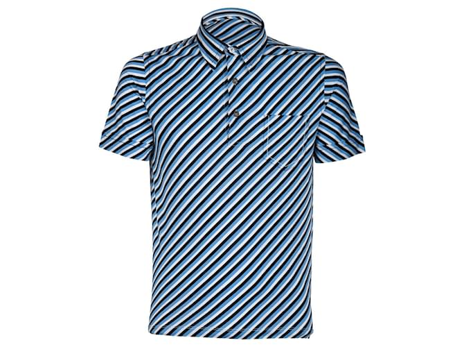 Prada Striped Polo T-shirt White Cotton  ref.702802