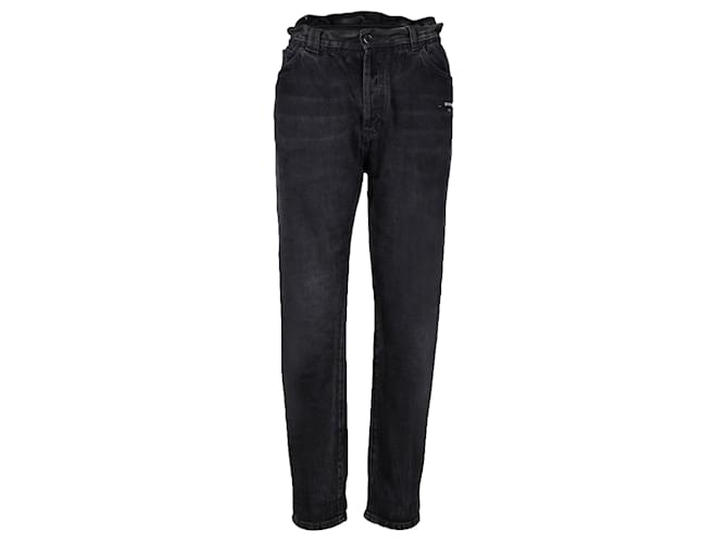 Off White Jeans con etichetta in denim bianco sporco Nero Cotone  ref.702825