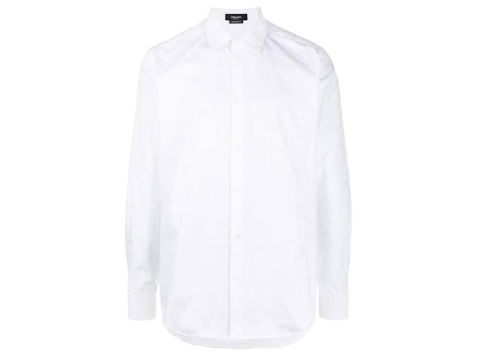 Versace Camisa Jacquard Logo La Greca Branco  ref.702842