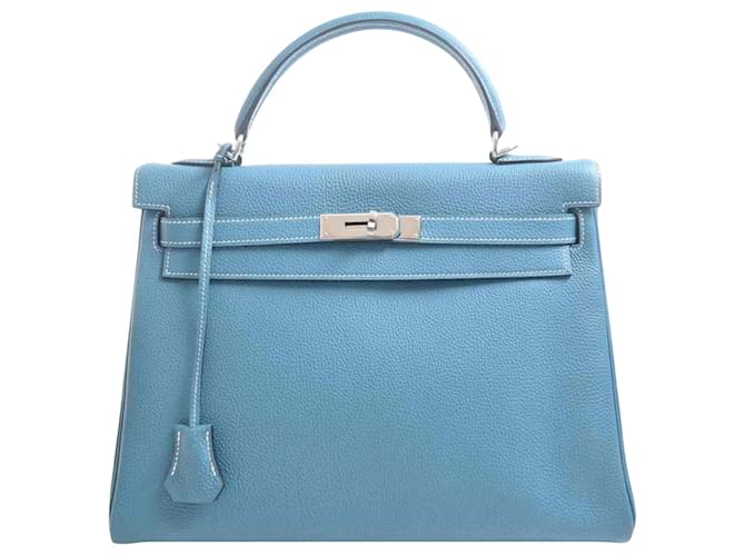 Hermès Hermes Birkin handbag Blue Light brown Leather  ref.702876