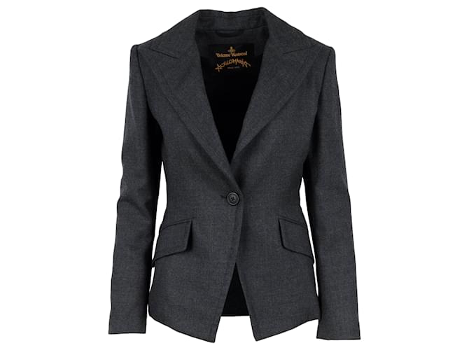 Vivienne Westwood Anglomania Single-Breasted Cotton Blazer Grey  ref.702932
