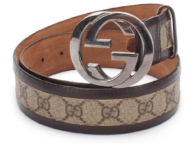 Gucci GG Supreme Canvas & Leather Belt in Brown