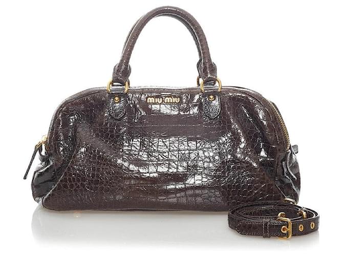 Miu Miu Embossed Leather Handbag Black Pony-style calfskin  ref.702988