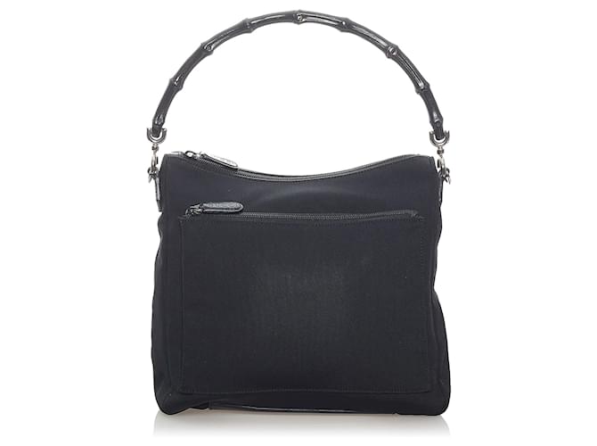 Gucci Bamboo Canvas Handbag Black Cloth  ref.703011