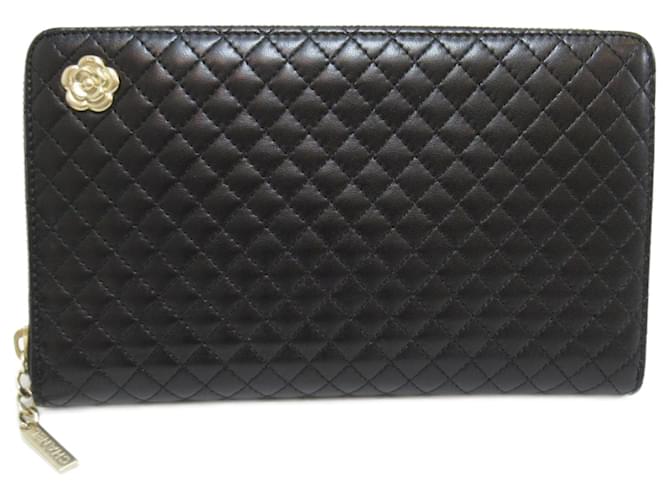Chanel Matelasse Camellia Leather Long Wallet Lambskin  ref.703084
