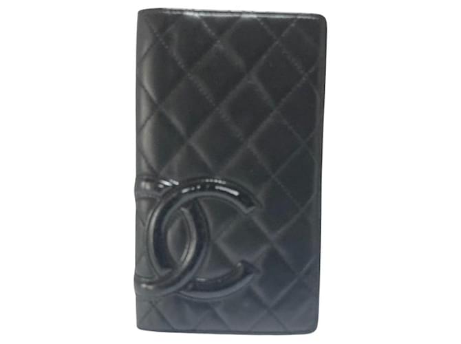 Chanel Cambon line Wallet Black Leather  ref.703121