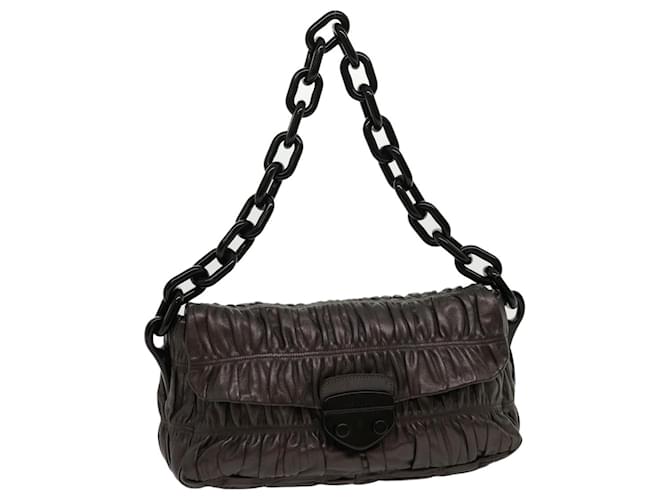 PRADA shoulder bag Brown Leather  ref.703193
