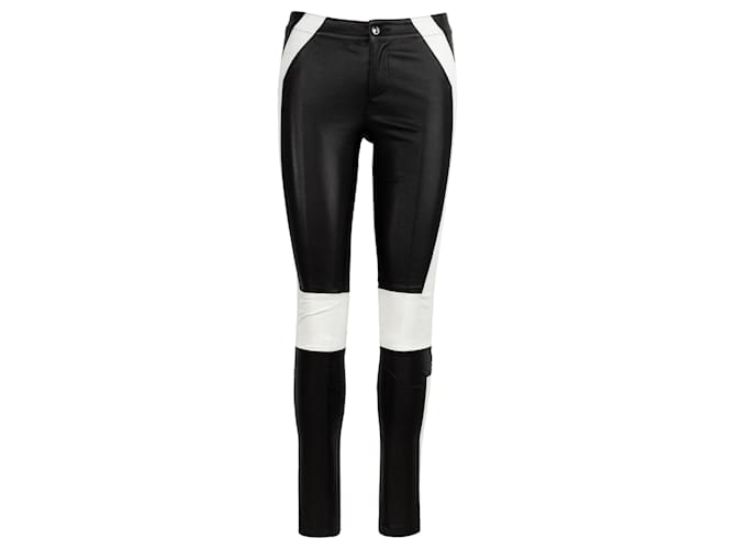 Autre Marque Pantalon bicolore Cuir Noir Blanc  ref.703254